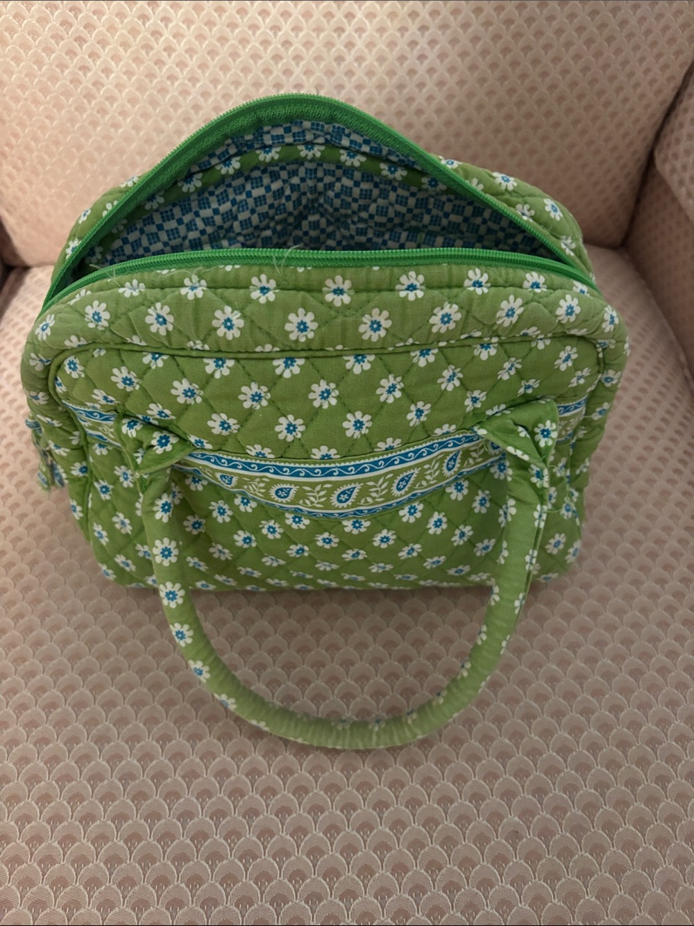 Vera Bradley Lime Green Quilted Floral Tote - Picture 2 of 6